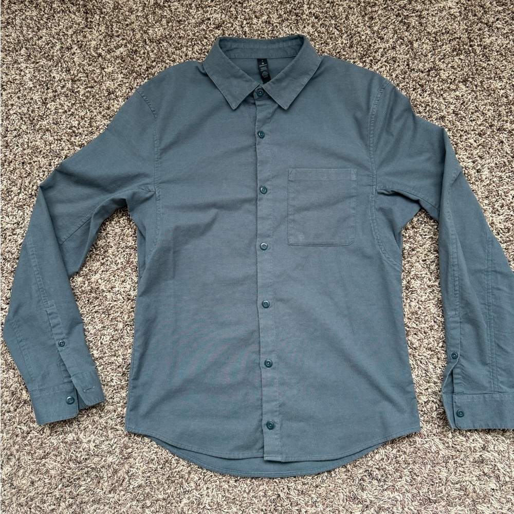 Lululemon Commission Shirt Men’s Sz Small Oxford Stretch LS Button Up - Green